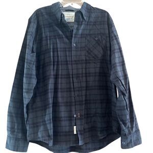 Weatherproof Vintage Men's Gray Plaid Flannel Shirt Size L Standard Long Sleeve